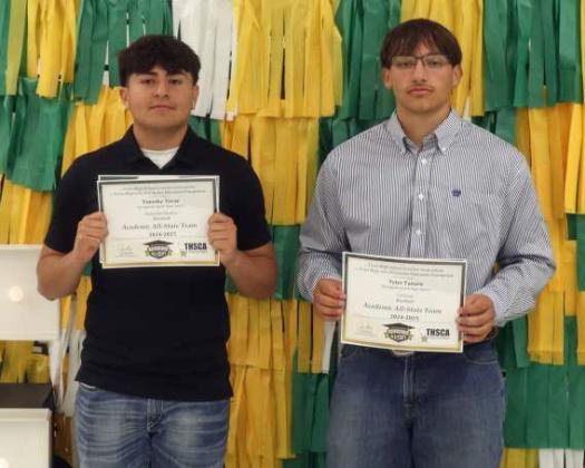 THSCAAcademic All-State Baseball: Timothy Tovar, Honorable Mention and Tyler Tanaro, 1st Team.