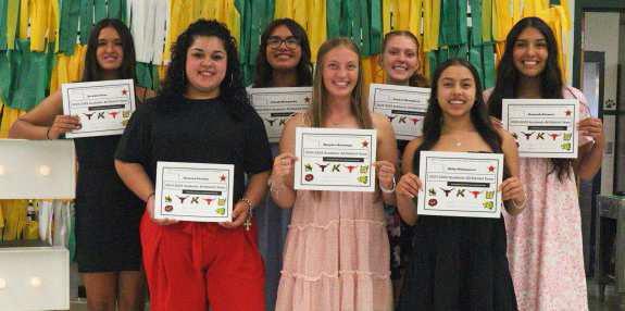 Girl’s Basketball 2024-2025 Academic All-District Awards: Jocelyn Salas, Victoria Trevino, Ennah Mosqueda, Braylee Herriage, Caydee Humphrey, Bitty Villanueva and Hannah Alvarez.