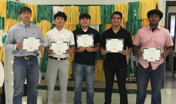 Football Awards: Tyler Tanaro, MVP; Froylan Agundiz, Offensive MVP; Timothy Tovar, Defensive MVP; Nehemiah Castillo, Best Running Back; and Victor Juarez Jr., Most Improved.