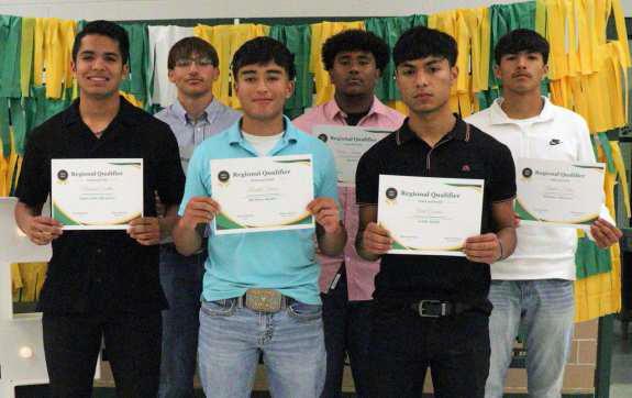 Boy’s Track Regional Qualifiers: Nehemiah Castillo, Tyler Tanaro, Robert Flores, Victor Juarez Jr., Abel Quirino and Kaylob Frietze.