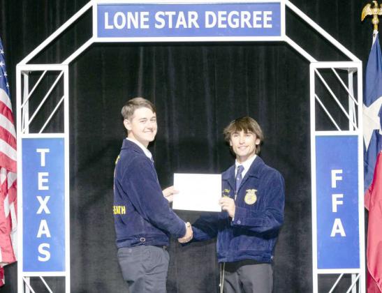 Reiner Goe of the Springlake-Earth FFA Chapter was awarded the Lone Star FFA Degree at the 97th annual Texas FFA State Convention held June 30-July 4, 2025. (Submitted Photo)
