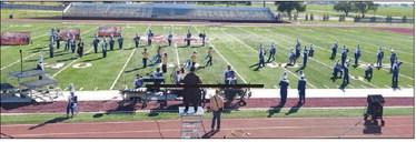 The Olton Mighty Mustang Marching Band performed at the Wildcat Marching Festival held at Wildcat Stadium in Littlefield on Tuesday, as they prepare for the UIL Region Marching Contest at Lowrey Field in Lubbock on Oct. 17th. (Staff Photo by Derek Lopez)