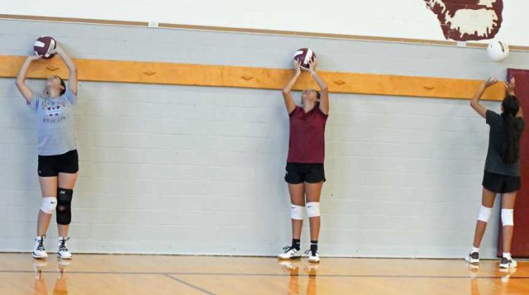 The Littlefield Lady Cat Volleyball program was getting after it Monday morning, during the first day of two-a-day workouts across the state. (Staff Photo by Derek Lopez)