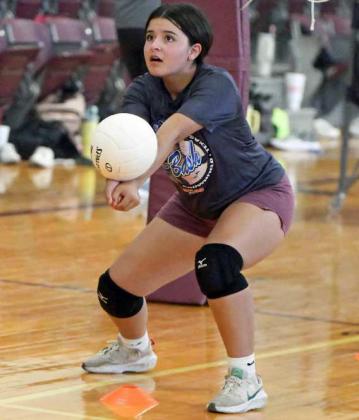 The Littlefield Lady Cat Volleyball program began two-a-day practices Monday in the old high school gym. (Staff Photo by Derek Lopez)