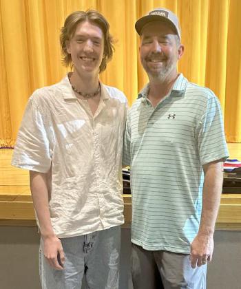 Lamb County’s Soil and Water Conservation District 3rd Place Scholarship Award winner of $250. (Pictured L-R): is Drew Lockhart (Sudan Senior) and Jeff Edwards (Lamb Co. SWCD Board Vice-Chairman). (Submitted Photo)