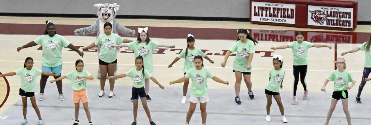 Both sesions of the Littlefield Mini Cheer Camp wrapped up on Thursday with each session ending with a performance by the campers, to show their family and friends what they learned this week at Cheer Camp. (Staff Photos by Derek Lopez)