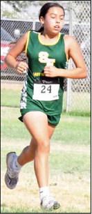 Springlake-Earth’s Maribel Villanueva competes at the Littlefield Invitational last Saturday. (Staff Photo by Derek Lopez)