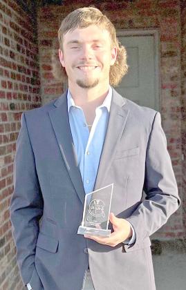Former Springlake-Earth Wolverine and Current Texas Tech Red Raider, Trace Goodman, received an award for being a 4.0 Student Athlete at the Red and Black Gala last week at Texas Tech University. The freshman is a member of the Red Raider Track Team. He runs the 800-meter run. (Submitted Photo)