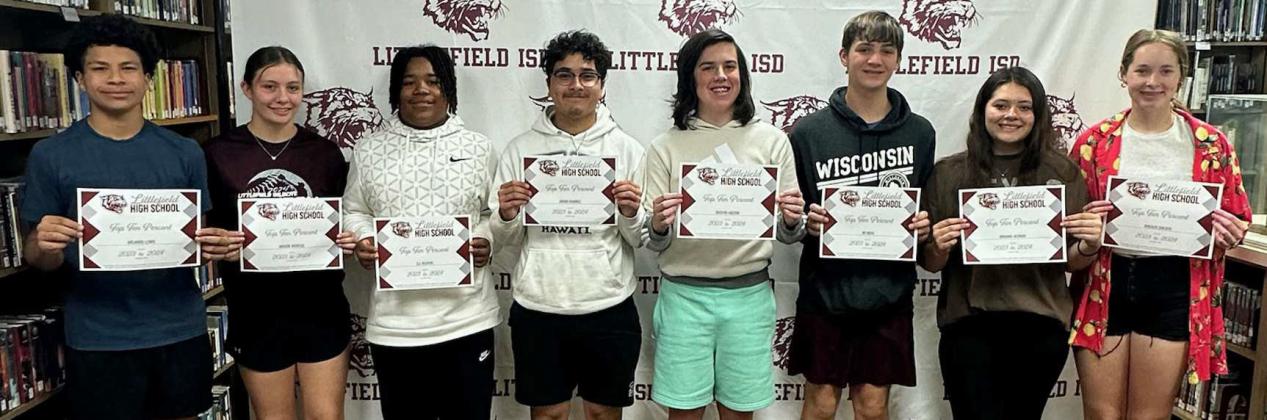 The freshman who earned top 10%, were Brianna Aleman, Jayden Barrio, Rhealee Golden, Boston Haltom, Ky Hays, Arlando Lewis, Maggie McNeese, CJ Weaver and Aryanna Ramirez. (Submitted Photo)