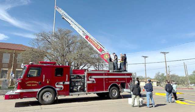 Factory representative, Tim Roump, came to the Littlefield Fire Department from the Rosenbauer factory, along with Mike Henricks, DACO Fire Equipment, Rosenbauer dealer representative from Lubbock, TX, on March 25, 2025, and gave our firefighters some hands-on training, operating the newest addition to the fleet. (Submitted Photos)