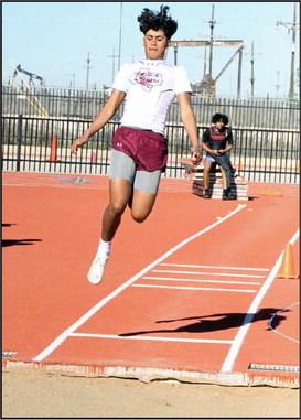 Jayden Barrio, seventh men’s triple jump. (Staff Photo by Derek Lopez)