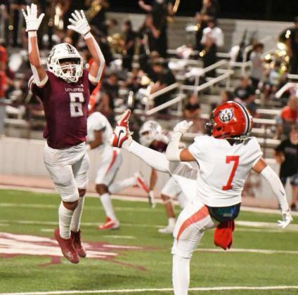 Littlefield junior linebacker, Ben Castillo, forces a shanked punt, during the second half of the Wildcats’, 55-9, victory over the Brownfield Cubs on Friday. Castillo finished with 11 tackles, two forced fumbled, one fumble recovery and a blocked punt. (Staff Photo by Derek Lopez)