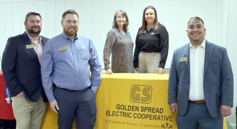 Kevin Moore, Matt Lowe, Brenda Foster, Natalie Jackson, and Jerry Perez, Representatives of Golden Spread Electric Cooperative traveled from Amarillo, Texas to represent LCEC partner cooperative Golden Spread Electric Cooperative. (Photo by Ann Reagan)