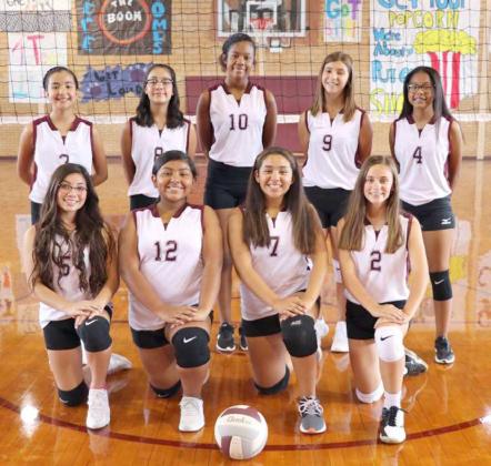 LADY CATS SEVENTH GRADE VOLLEYBALL A-TEAM – This year’s Littlefield Lady Cats volleyball eighth grade A-team. (Back L-R): Iris Hernandez, Kamila Silveira, Raylee Morrow, Addesyn Garcia and Brittani Wright. (Front L-R): Yazmin Longoria, Madison Contreras, Tailyn Gomez and Bryndle Ray. (Submitted Photo)