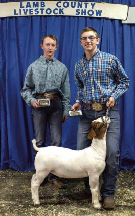 Grant Muller wins Grand Champion Goat at the Lamb County Junior Livestock Show on January 10, 2026. (Photo by Madison Vidales)