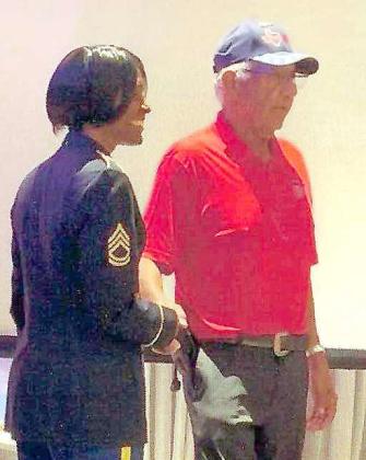 Vietnam Veteran, Robert Rivas, was presented a pin honoring the 50th Anniversary of the Vietnam War. (Submitted Photo)