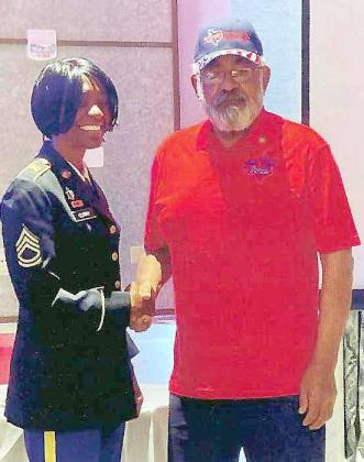 Vietnam Veteran, Aurelio “Rudy” Rivas, was presented a pin honoring the 50th Anniversary of the Vietnam War. (Submitted Photo)