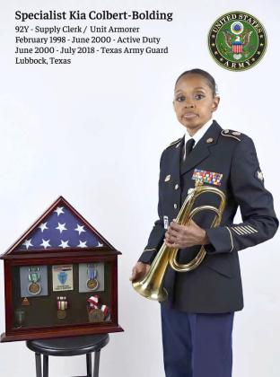 KIA COLBERT-BOLDING daughter of Barbara Colbert, and granddaughter of Jasper Colbert and Mae France Colbert. Having retired from military service in 2018, her career included five years of active duty in the Army and 15 and a half years with the Texas Army National Guard, including a 12-month deployment in Iraq, 2005. (Submitted Photo)