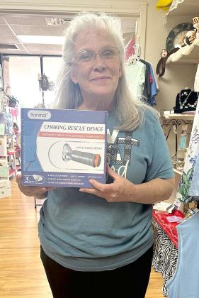 JULIE MOORE won the Choking Rescue Device in the Prize Drawing during the Interim Healthcare Sponsored Health Fair held on Saturday, August 24, 2024 at the Lamb County Ag Center. (Submitted Photo)