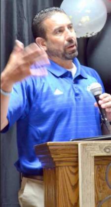 LSU COACH STEVE GOMEZ Gave encouraging message to those attending the Chamber of Commerce Banquet. (Staff Photo by Joella Lovvorn)