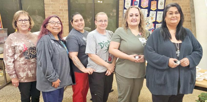 FIVE YEARS OF SERVICE - Shown: Liliana Bobadilla, Daphne Haston, Lynn Gibbs, Maria Pinon, Joanna Sanchez and Cynthia Vargas. LHC Aux members, Edie Pene, Kay Cloninger and Janet Conkin. (Not Shown): Olivia Ceja, Rosemarie Martinez, Salena Mata and Heather Rodriguez. (Staff Photo by Derek Lopez)
