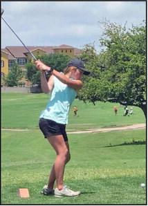 STATE GOLF TOURNAMENT - Springlake-Earth junior, Taytum Goodman, tees off at the State Golf Tournament at Plum Creek Golf Course in Kyle on May 15th and 16th. (Submitted Photo)