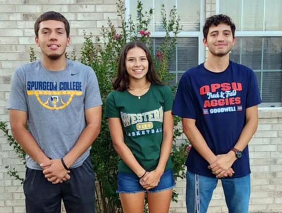 Former Springlake-Earth Wolverines and Lady Wolverine, prepare to head to college. (L-R): Diego Sanchez will be entering his senior year at Spurgeon for basketball, Emma Samaron will be entering her freshman year at Western Oklahoma State to play college basketball and Josh Samaron will be heading to Oklahoma Panhandle State to run cross country and track. (Submitted Photo)