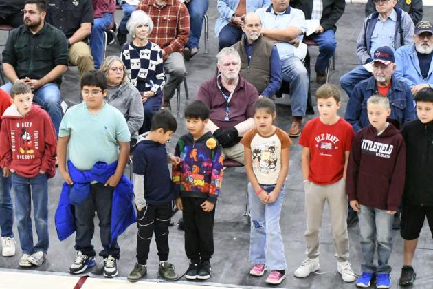 Littlefield Elementary School students came and sang at the Littlefield High School Veteran’s Day Program on Thursday at Wildcat Gym. (Staff Photo by Derek Lopez)