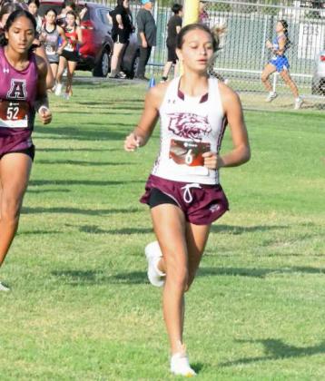 Littlefield’s Cobi Saldana runs at the Littlefield Invitational XC Meet last Saturday. (Staff Photo by Derek Lopez)