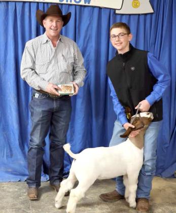 Grant Muller of Littlefield and his Goat earned Reserve Grand Champion at the Lamb County Junior Livestock Show that took place in Littlefield on Saturday. He also earned the Goat Showmanship (Photo by Ann Reagan