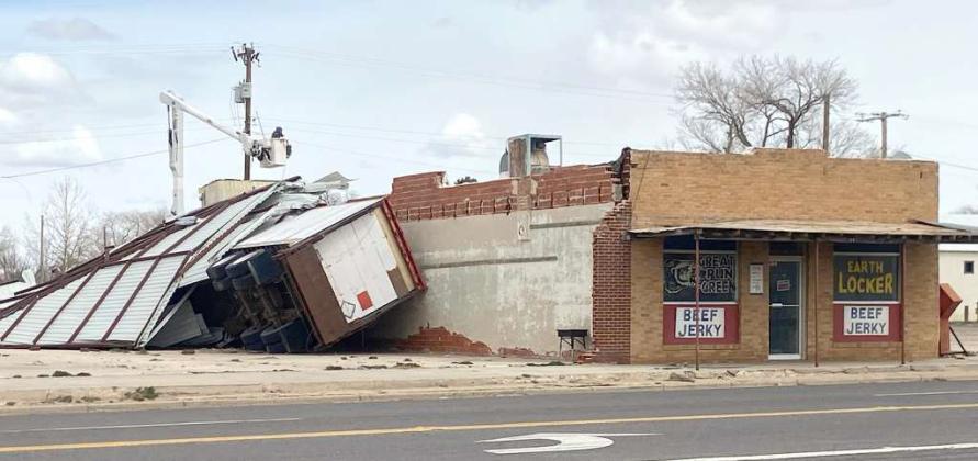 High winds rolled through the Region on Friday, leaving trails of destruction throughout Lamb County. Shown is just some of the damage done in Earth, Tx. (Photo by Christina Martinez)