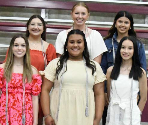 These cords were presented by Jenna Ozbirn for Patient Care Technician/Phelbotomy Certification. Recipients were: Brittany Abeyta, Akia Galan, Taryn Golden, Kamryn Jimenez, Danica Jouett and Yaretzi Pompa-Gallegos. (Staff Photo by Derek Lopez)