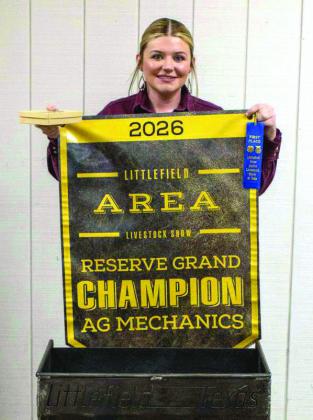 Ally Dalton of Littlefield won Reserve Grand Champion Ag Mechanic Project. (Photo by Madison Vidales)