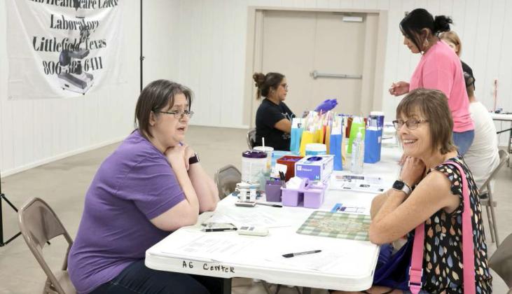 Staff from the LHC Laboratory were on hand to perform free Cholesterol and Blood Pressure tests for guests of the Health Fair at the Lamb County Ag Center in Littlefield on Saturday, August 24, 2024. The Health Fair was sponsored by Interim Health Care. (Photo byAnn Reagan)