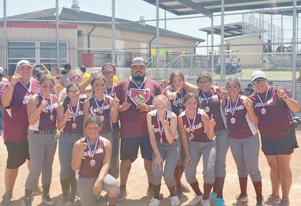 STATE CHAMPIONS – The Littlefield 14u Lady Cats are state champions. (Shown): Alyssa Torres, Cali Saldaña, Brinley Acevedo, Deniah Rivas, Tailyn Gomez, Lyric Rios-Martinez, Haley Frausto, Myli Hernandez, Audrey McKinnon, Natalie Mata, Ally Dalton, Head Coach Jessie Ortiz and Assistant Coaches Jerry Frausto, Angel Saldaña and Michelle Acevedo. (Submitted Photo)