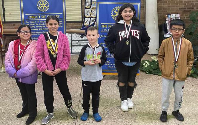 The Rotary Readers for the 2nd Six Weeks are: Third Graders, Max Barrio, Isabella Bolanos, Beckham Hall, Layla Trevino and Karleigh Mitchell. (Submitted Photo)