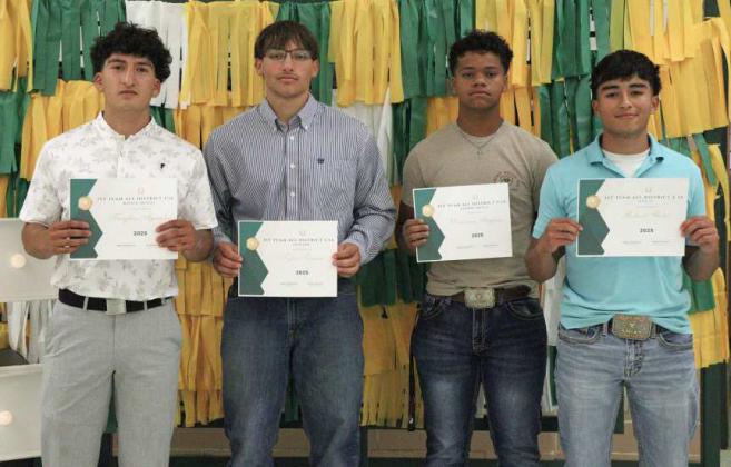 Baseball All-District Awards: Froylan Agundiz, 1st Team All-District middle infielder; Tyler Tanaro, 1st Team All-District catcher; Donovan Stiggers, 1st Team All-District corner infielder and Robert Flores, 1st Team All-District Utility Player.