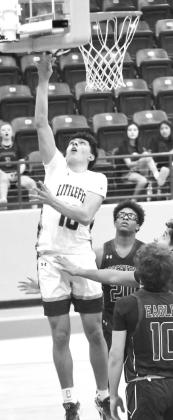 Littlefield’s Nate Castaneda (10) drops in a lay-up, during the first half of the Wildcats’ home vicotry over the Eagles on Wednesday at Wildcat Gym. (Staff Photo by Derek Lopez)
