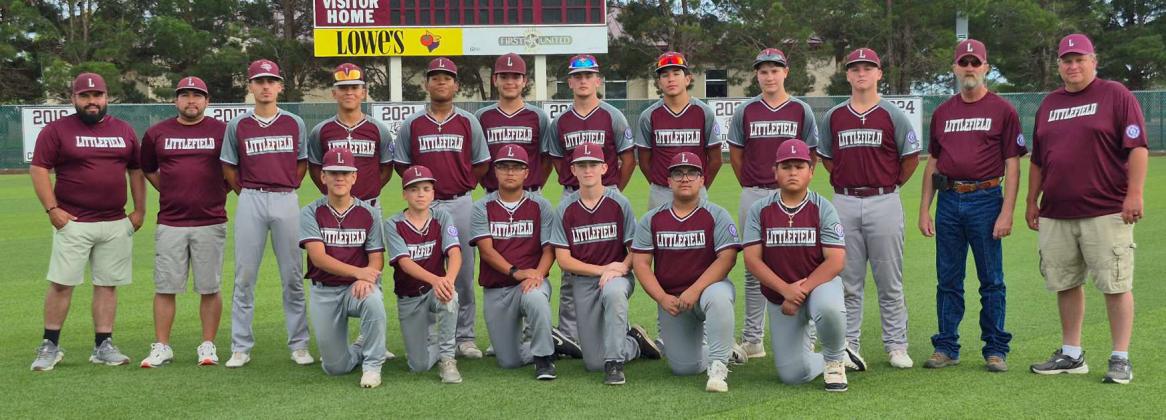 The Littlefield 16u All-Star Baseball team was coached by Brad Black, Drue Jennings, Jesus Mata and Andrew Lopez . (Shown): Gabe Mata, Blayton Soliz, CJ Weaver, Carlos Almance, Jayden Kirkland, Anastacio Ayala, Rylan Russell and Jayton Parchman, Brayden Black, Craig Jennings, Leo Lopez, Chuy Mata, Pete Mata, Albert Velasquez and Cayson Villarreal. (Submitted Photo)
