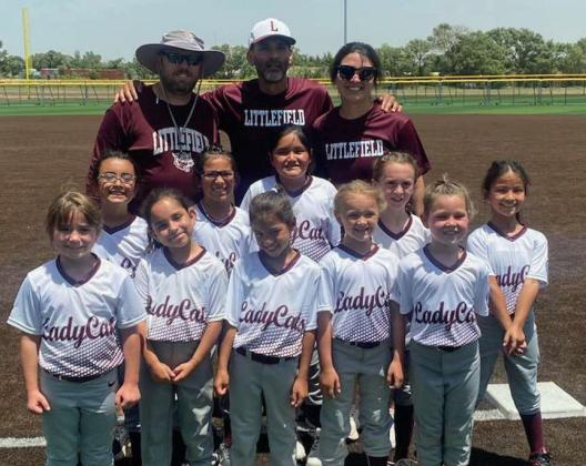 The Littlefield 8u All-Star Softball team was coached by JG Garza, Genasis Garza and Jarrod Thomas. (Front L-R): Reimi Pearson, Khloe Hernandez, Madison Spain, Briggslee Carpenter and Sonora Alford. (Back L-R): Gianna Garza, Nayeli Lopez, Alondra Macias, Landyn Thomas and Kataleya Flores. (Submitted Photo)