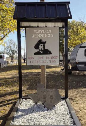 The City of Littlefield proudly held the official unveiling of the newly refurbished Waylon Jennings Sign at the Waylon Jennings RV Park yesterday. (Submitted Photo)