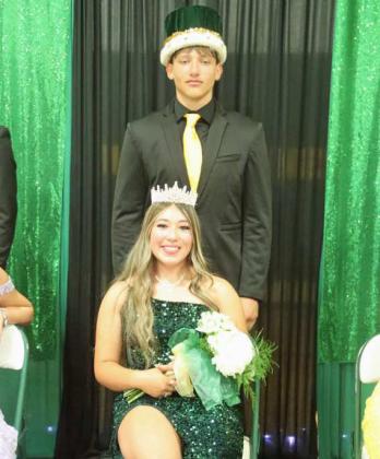 Springlake-Earth’s Tyler Tanaro and Marisela Rodriguez were voted as the 2024 Homecoming King and Queen, during the Wolverine’s pep-rally last week, before the Wolverines took down the Paducah Dragons, 55-28, to win their Homecoming game. (Photo Courtesy of Sarah Weldon)