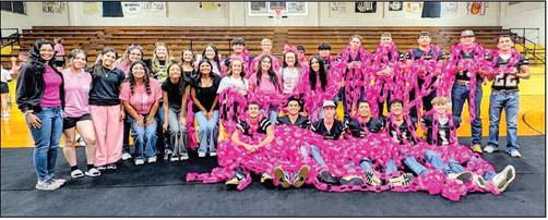 Sudan Student Council raiased over $3,000 for the Women’s Health Initiative of the YWCA of Lubbock. The senior class sold by far the most chains and spirit items totaling over $1,200. Show is the senior class with their pink chains. (Submitted Photo)