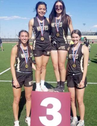 Sudan 4x400-meter relay team - Addison Boehning, Hailey Flores, Heidi Pinion-Muniz and Stevi Lockhart. (Submitted Photo)