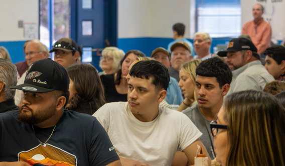 Attendees of the Amherst Chamber Banquet listen to speakers on April 10, 2025. (Staff Photo by Madison Vidales)