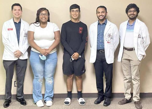 AMHERST MEDICAL MENTORSHIP PROGRAM -- Left to Right: Mentor- Joey Almaguer, Junior- Keeiona Shed, Senior- Andres Lucas-Martinez, Mentor- Rahaul Atodaria, and Current Coordinator-Teja Pati. (Submitted Photo)
