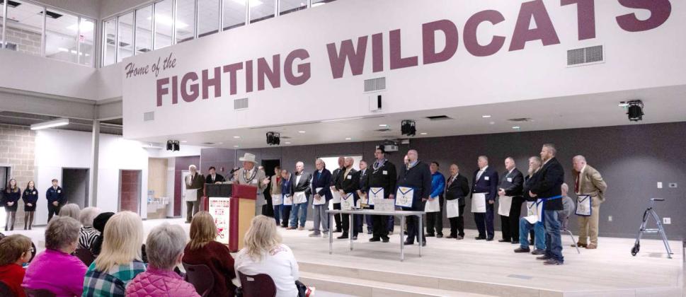 Members of the Grand Lodge of Texas gathered at Littlefield High School on Dec. 7, 2024 to host the Cornerstone Leveling Ceremony. (Staff Photo by Rhode Duenas)