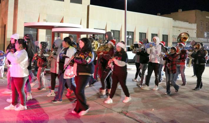 The Sudan Marching Band marched in the Littlefield Lighted Christmas Parade on Friday, December 15th. (Photo by Ann Reagan)