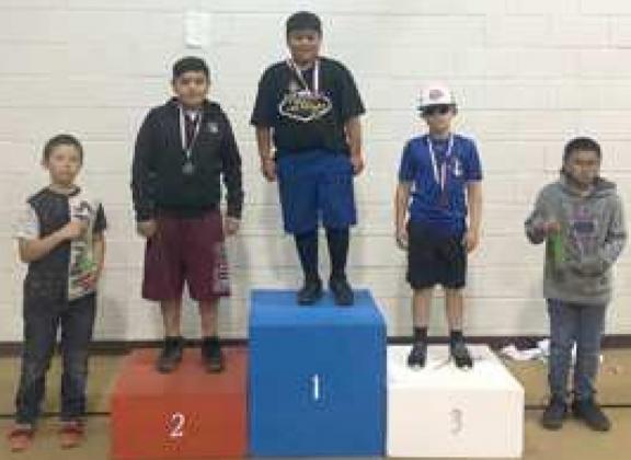 FOOTBALL THROW -- 1st Place- Alexzander Bobadilla; 2nd Place- Carlos Almance; and 3rd Place-Kyzer Billingsley. Final Participants: Texas Perez and Julius Rosales.(Submitted Photo)