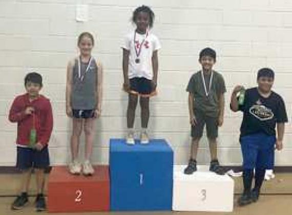 40 YARD DASH -- 1st Place- D’Nihla Ornelas; 2nd Place- Rylee Miller; and 3rd Place- Robert Cornette. Final Participants: Noah Clark and Alexzander Bobadilla. (Submitted Photo)